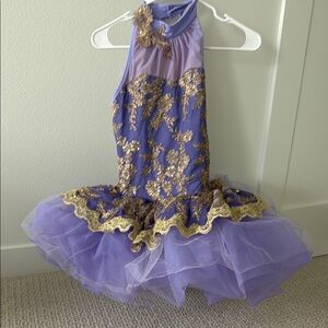 Revolution Purple and Gold Dance Costume with Tulle Skirt